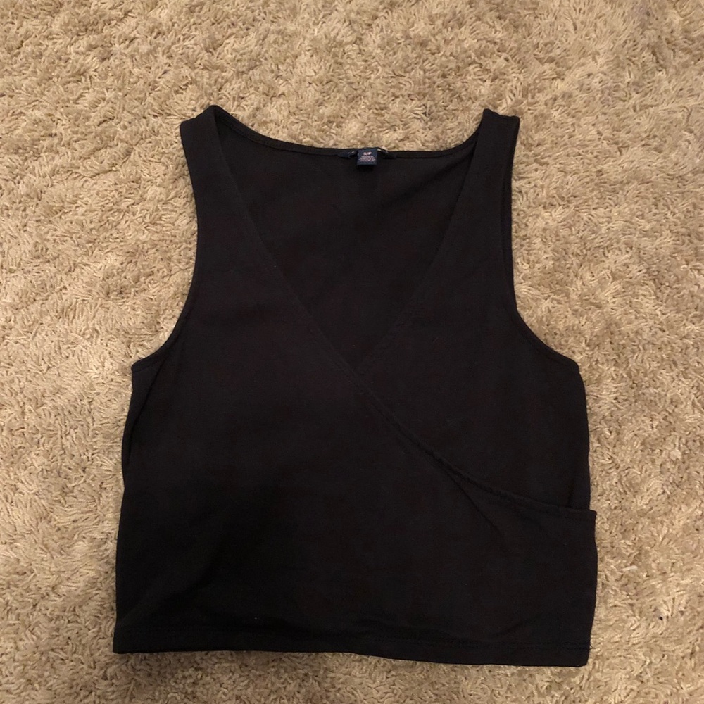 Vneck Black Crop Top Tank